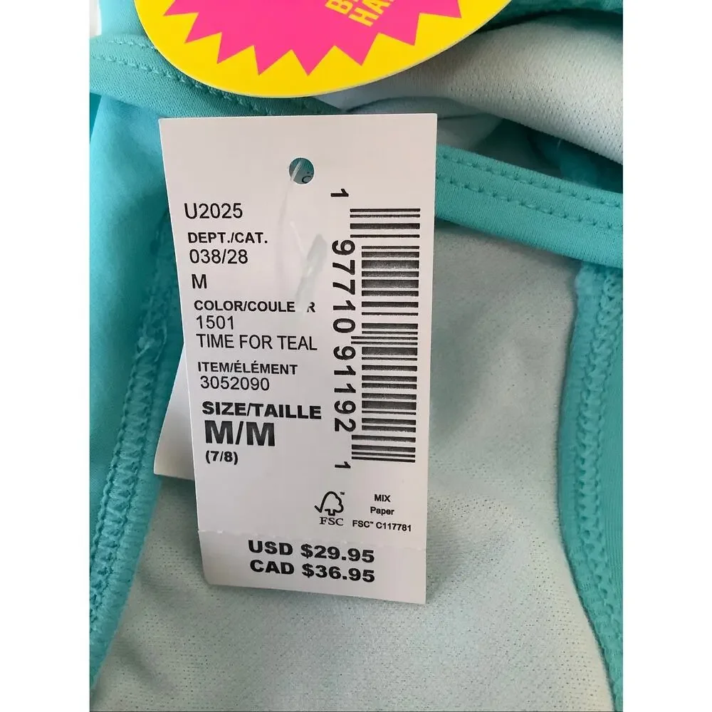 The Children's Place Girl's M Time For Teal One Shoulder Ruffle Bikini Set D7-6
